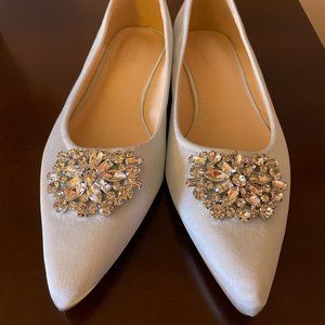 Powder Blue Wedding Flats with Crystals! Size 8.5